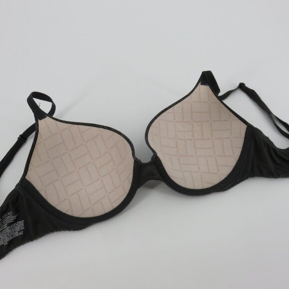 Victorias Secret 34C Padded Perfect Coverage Bra Heather Gray Black Underwire - Picture 9 of 16